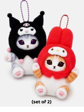 New Red My Melody Kuromi Mofusand Cat Plush Keychain Key Charm Small Bag Holder